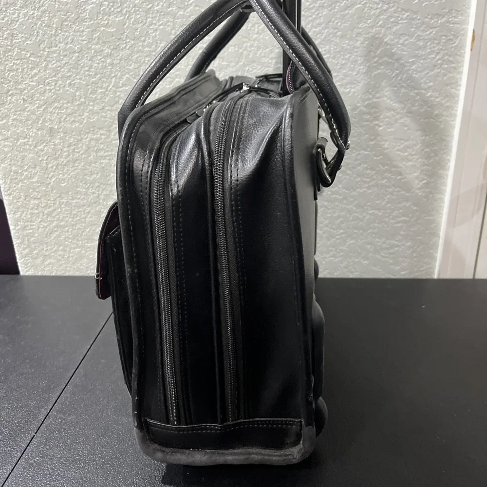 Samsonite Rolling Laptop Bag Womens Black Faux‎ Leather Professional Briefcase